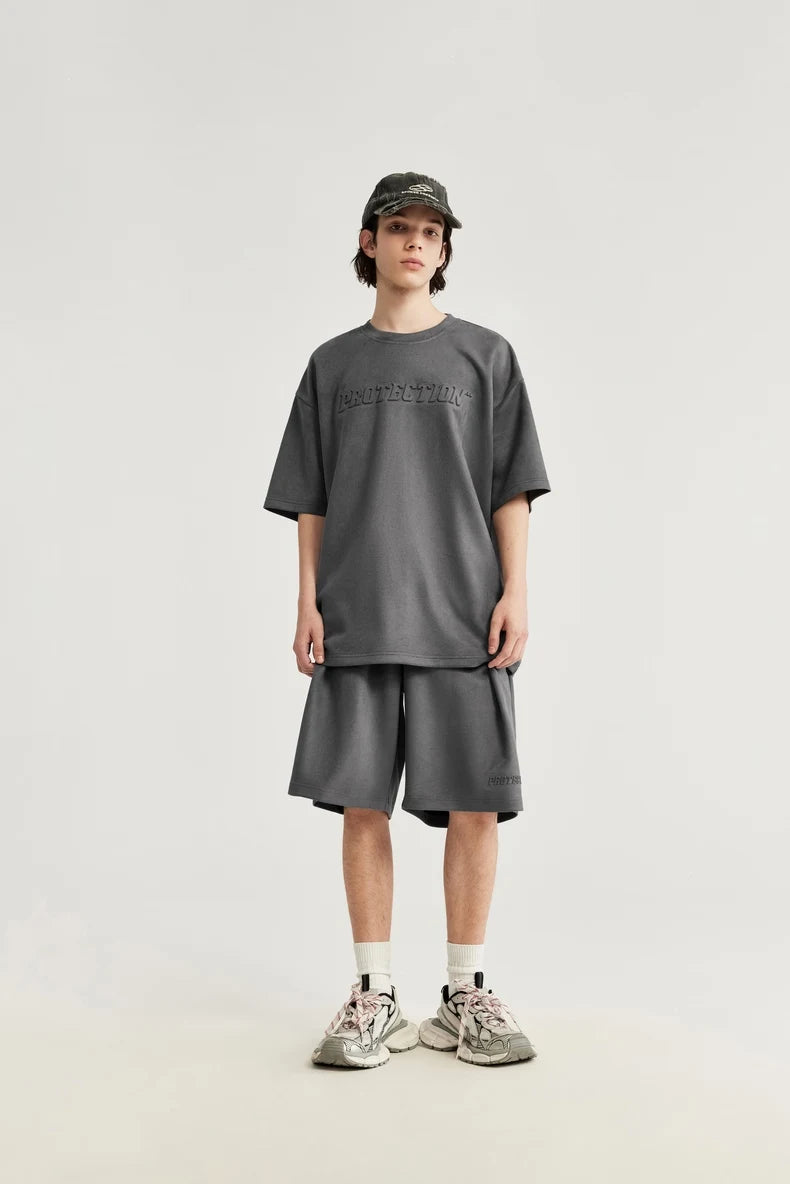 Embossed Oversized Summer Tracksuit Set T-Shirt
