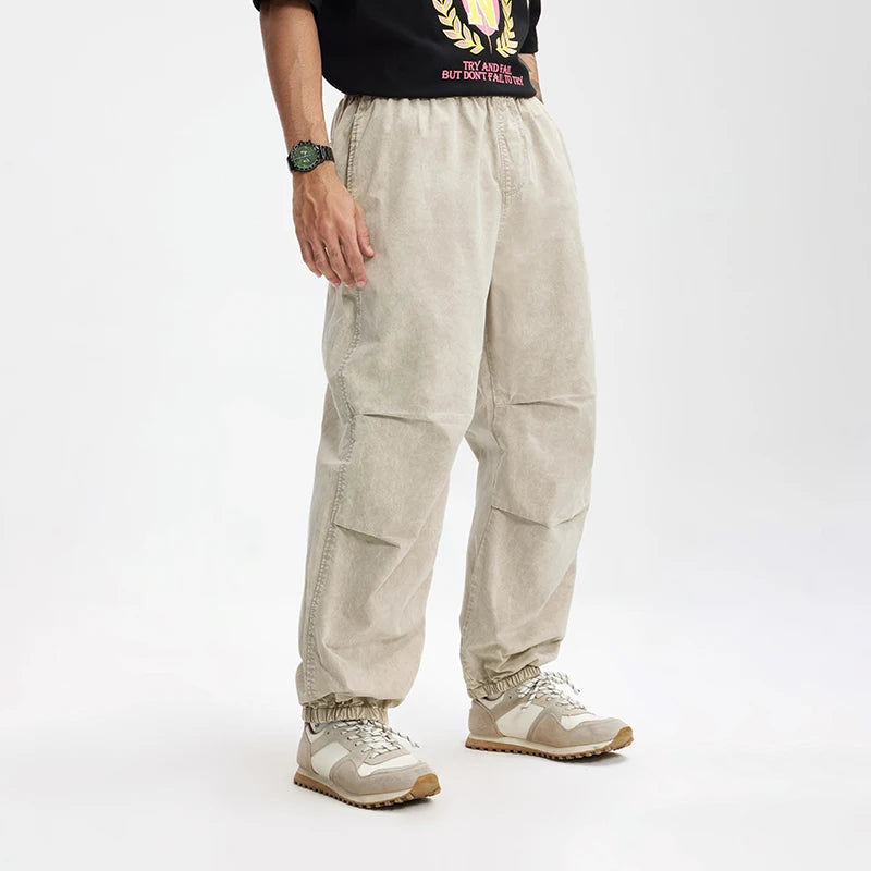 Washed Cargo Joggers Tapered Utility Pants
