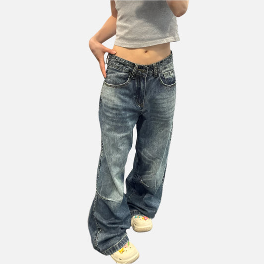 Vintage Oversize Boyfriend Ripped Blue Jeans