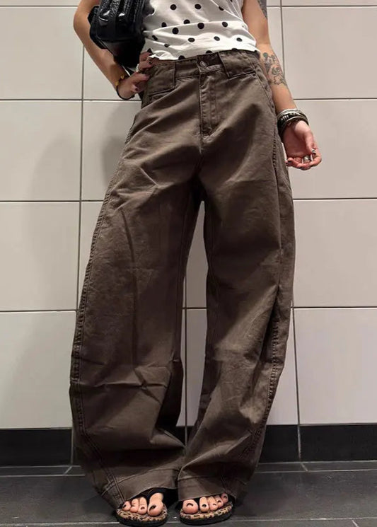 Brown Vintage Y2K Cargo Wide Jeans
