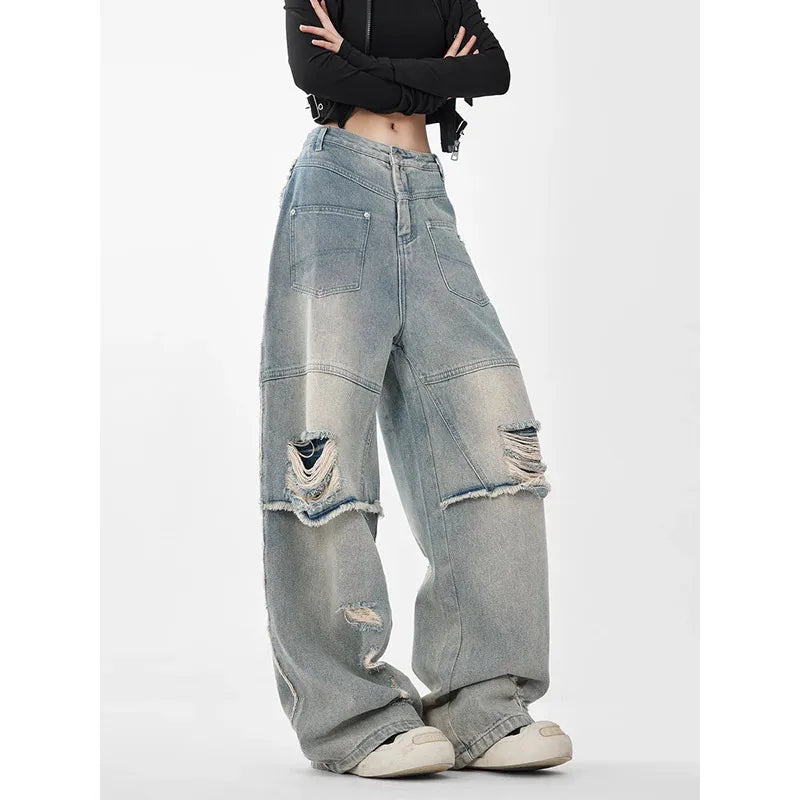 Vintage Utility Camo Wide Leg Jeans