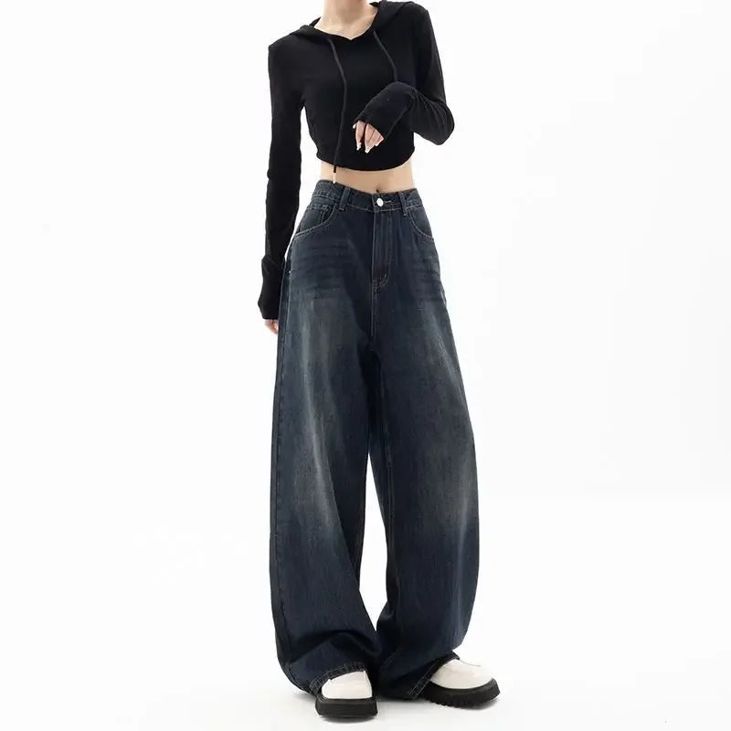 Retro Loose High Waist Wide Jeans
