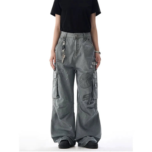Vintage Oversize Grey Cargo Jeans