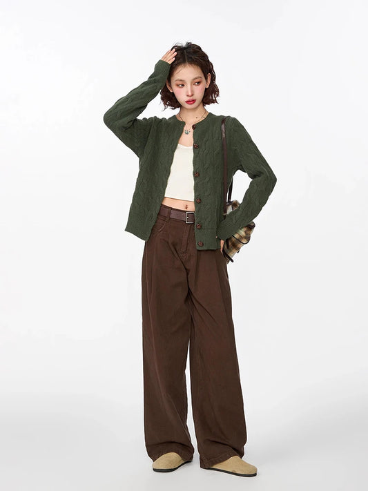 Retro Knitted Long-Sleeved Cardigan Sweater