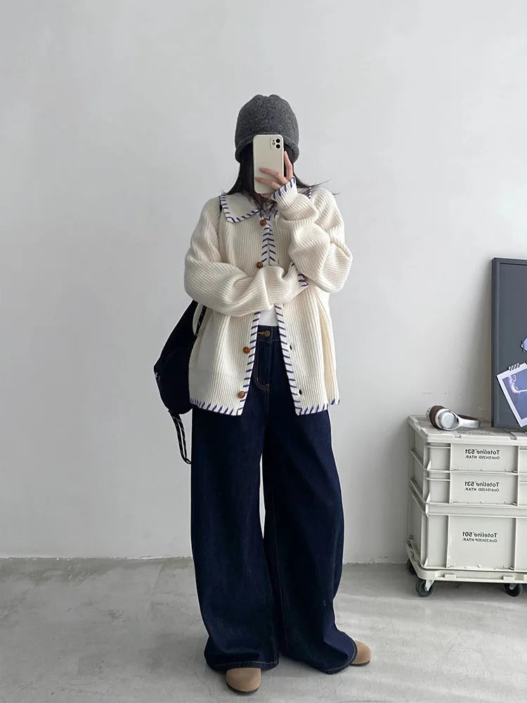 Elegant Oversized Knitted Cardigan Sweater Coat