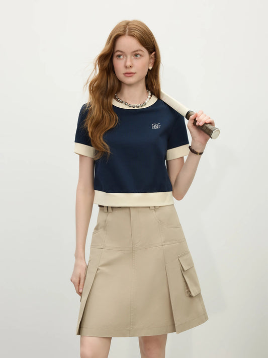 Vintage Color Blocking Knit T-Shirt
