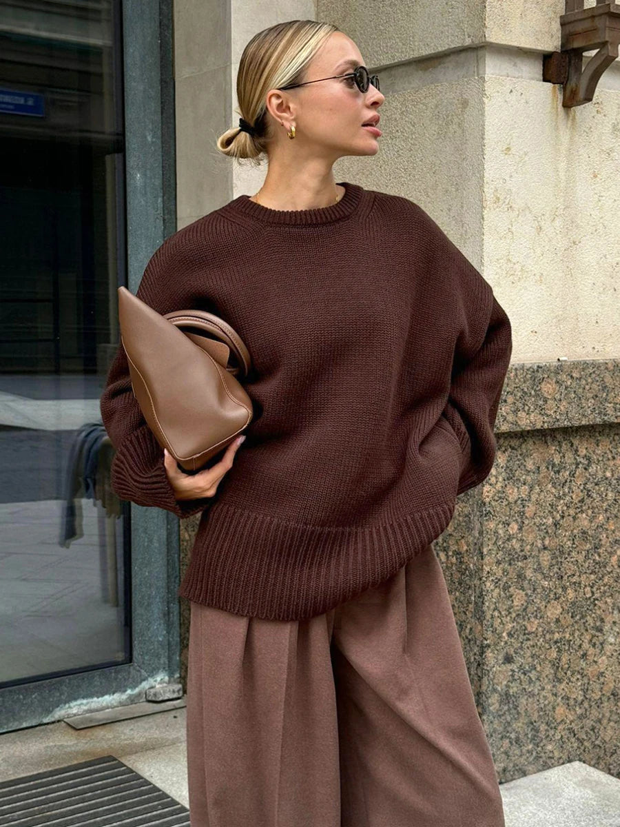 Cozy Oversize Burgundy Vintage Knit Sweater