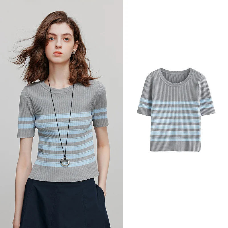 Stylish Knit Short-Sleeve Sweater