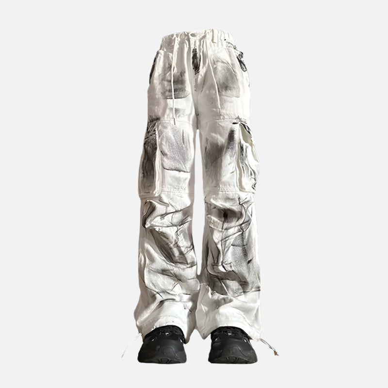 High Waist White Cargo Jeans