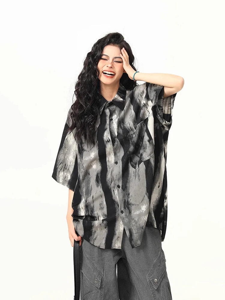 Ink Tie Dye Casual Long Shirt