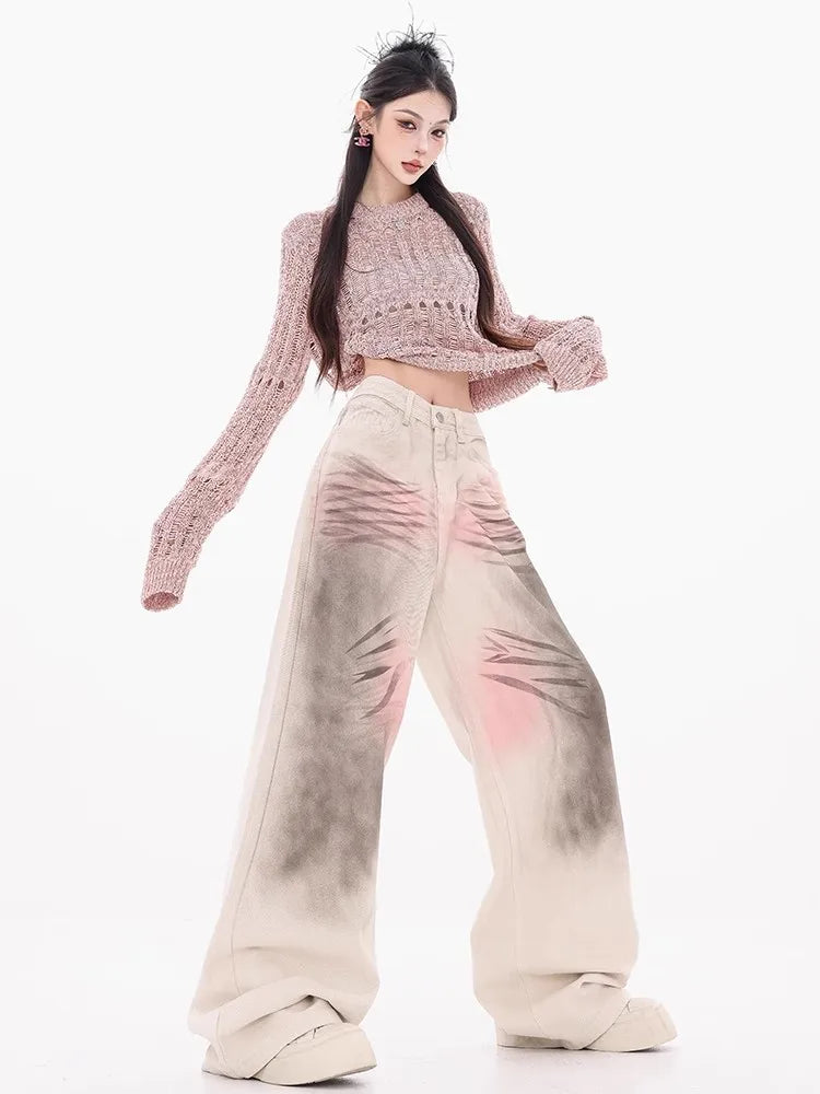 Vintage Washed Wide Denim Jeans