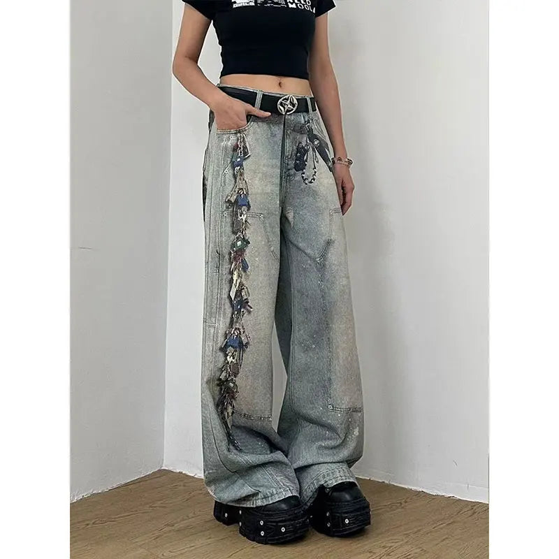 Vintage Washed Loose High Waist Jeans
