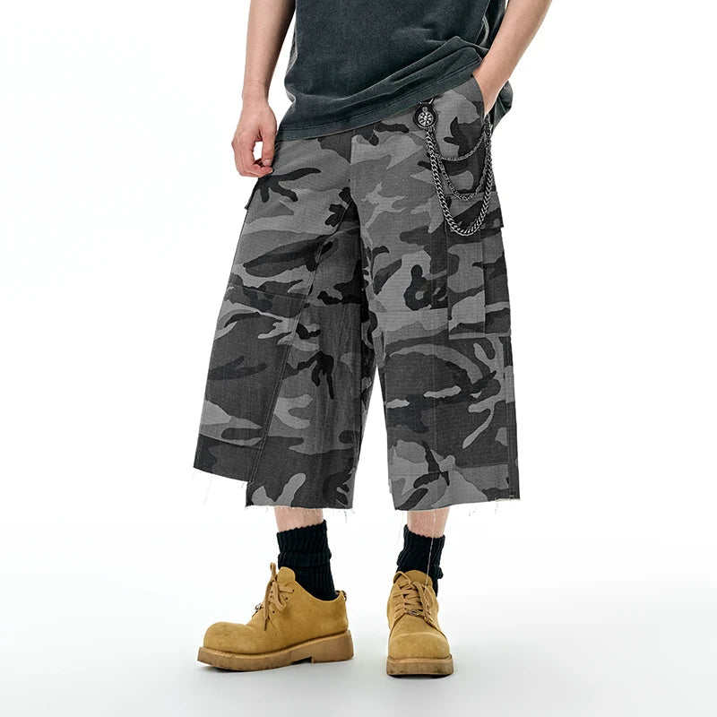 Trendy American Plaid Camo Cargo Pants