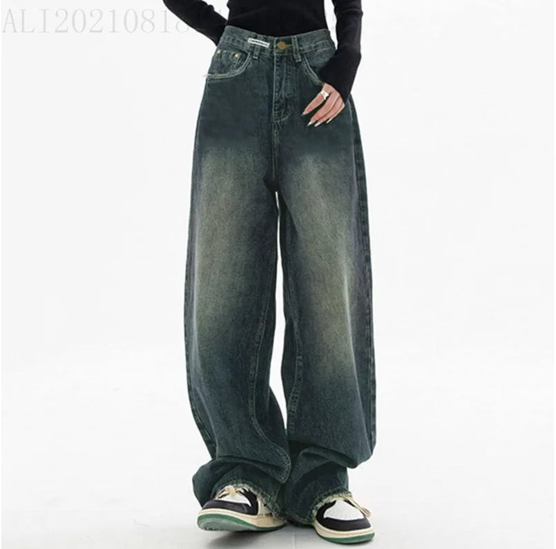 High Waist Wide Leg Denim Jeans