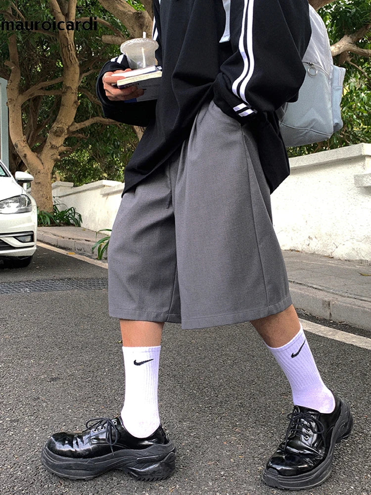 Soft Grey Pleated Shorts