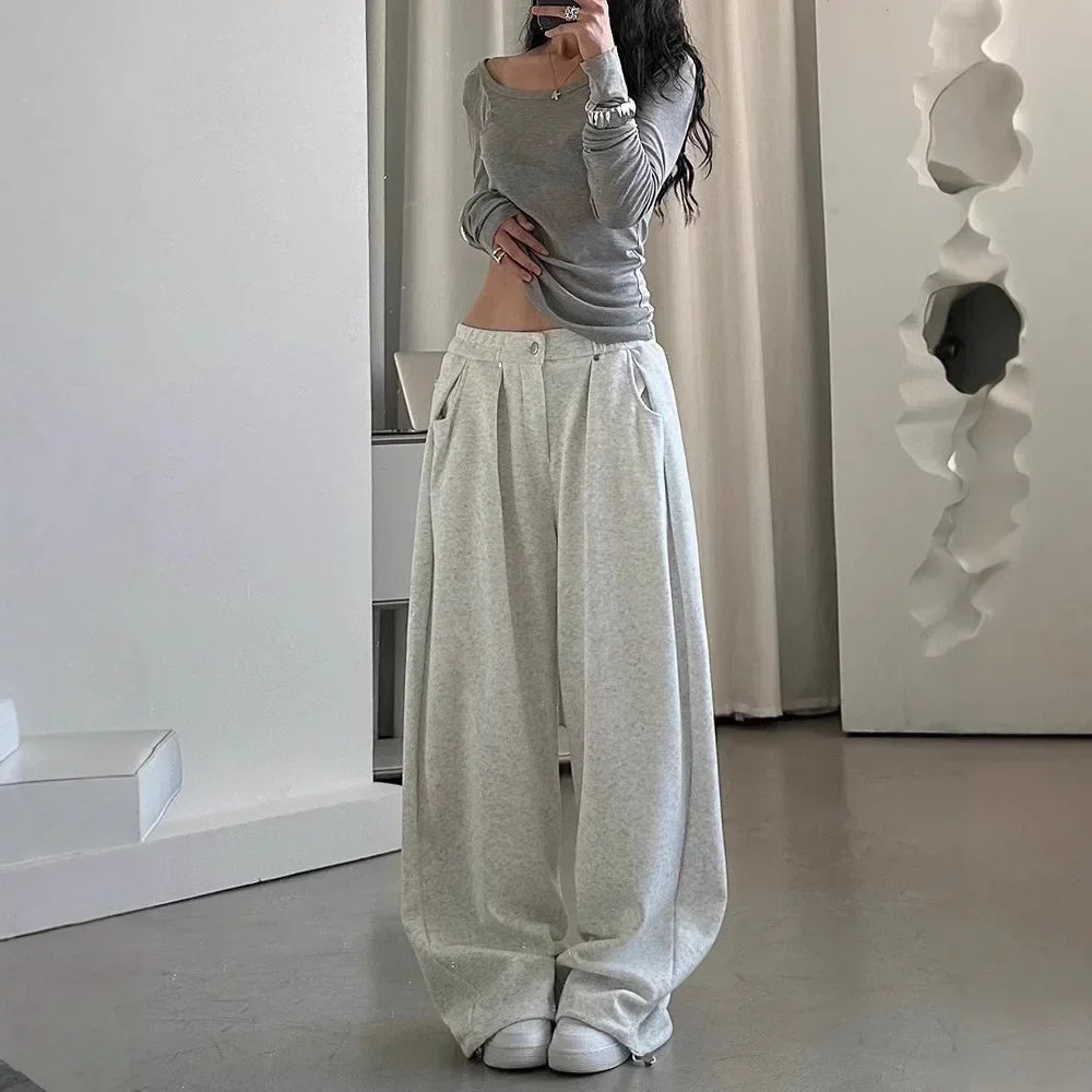 Vintage Grey Oversized Sweatpants Retro Pants