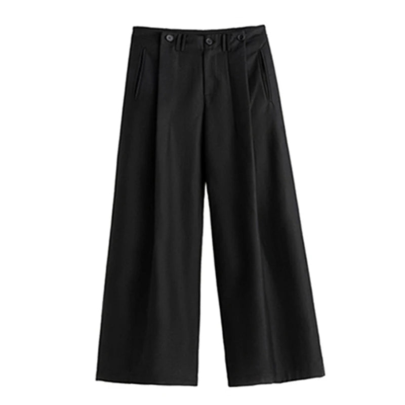 Luxury Designer Black Wide Leg Pants