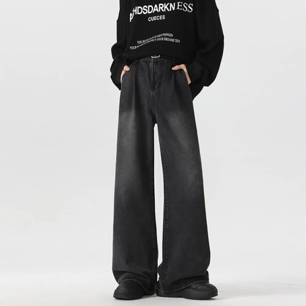 Solid Color Baggy Jeans