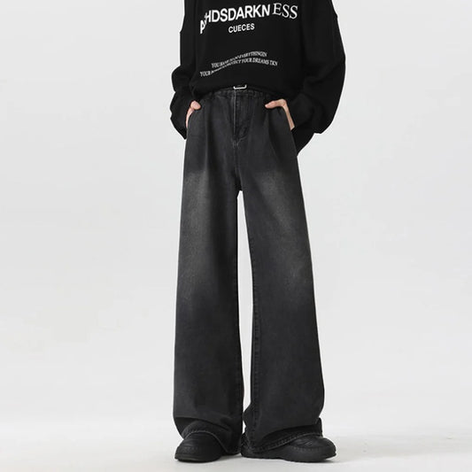 Solid Color Baggy Jeans