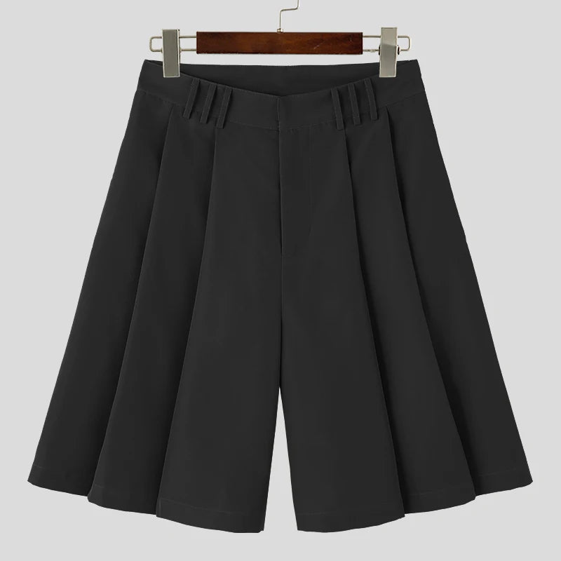 Solid Color Pleated Casual Summer Shorts