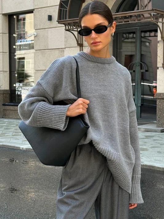 Cozy Oversize Burgundy Vintage Knit Sweater