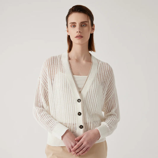Luxury Linen Cardigan High Quality Sweater