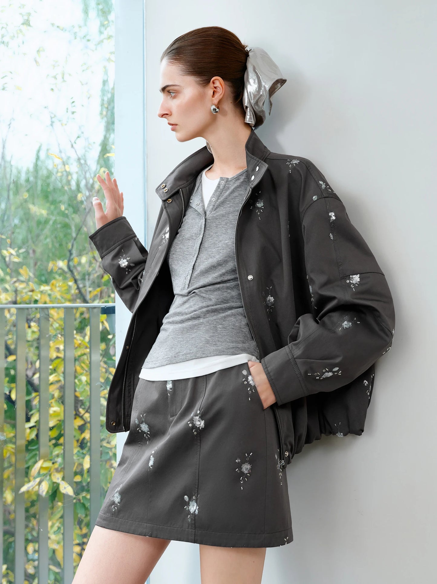 Sequin Chic Jacket Skirt Set