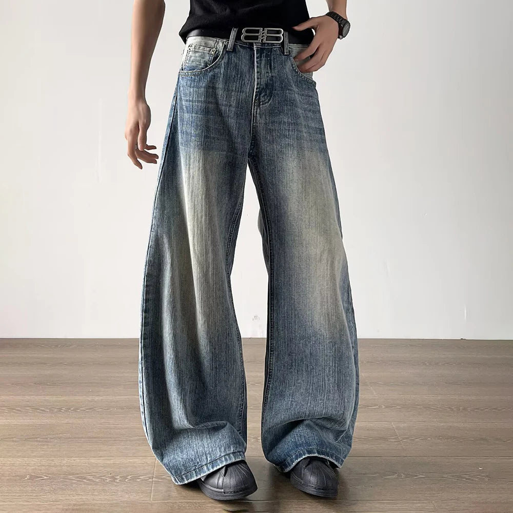 American Retro Washed Solid Color Jeans