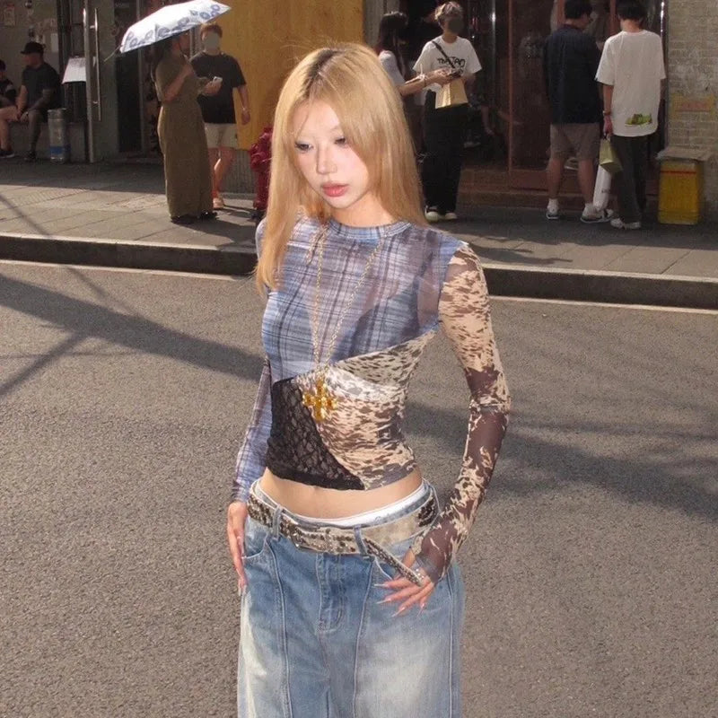 Vintage Lace Patchwork Mesh Irregular T-Shirt