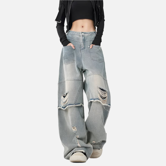 Vintage Utility Camo Wide Leg Jeans