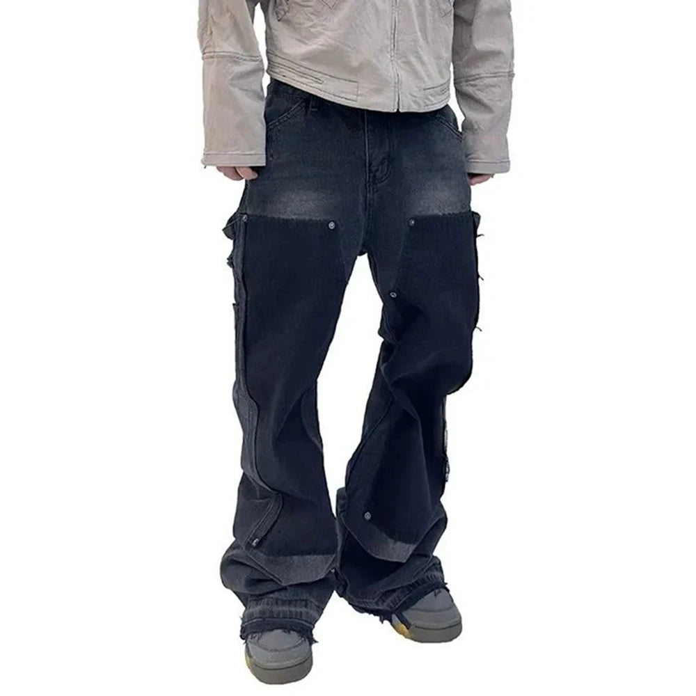 Retro Hip Hop Denim Cargo Jeans