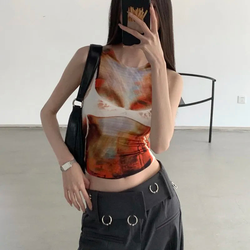 Pixelated Tie Dye Cyber Grunge Tank