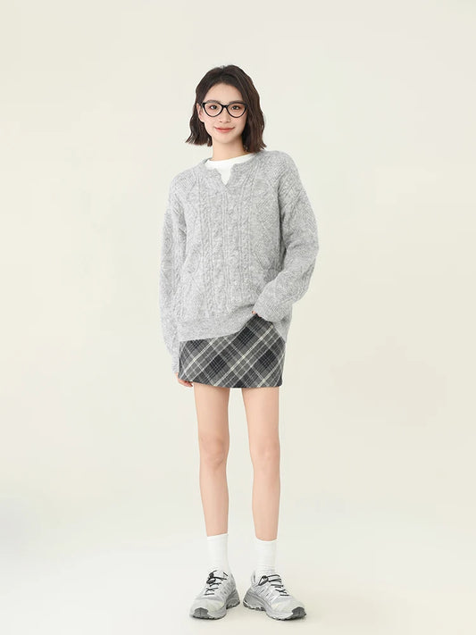 Cozy Knitted V-Neck Sweater for Fall
