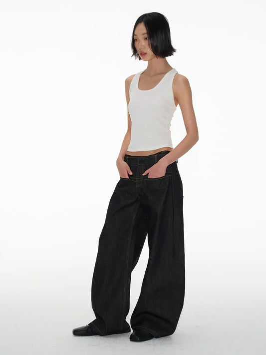 Vintage Baggy Low Waist Lace Jeans