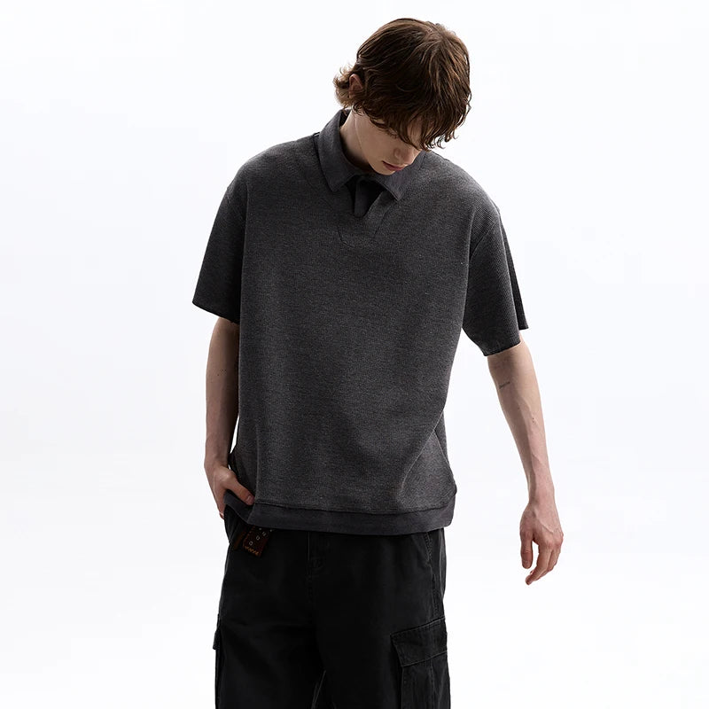 Elegant Two-Piece Lapel Short Sleeve T-Shirt