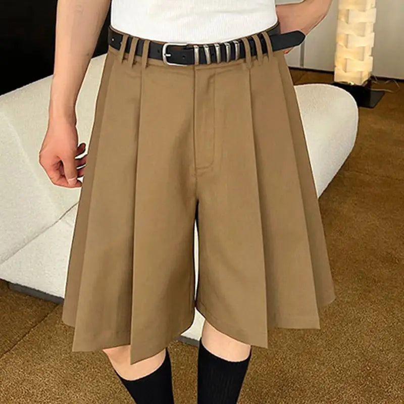 Solid Color Pleated Casual Summer Shorts