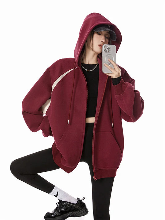 Retro Loose Hooded Autumn Winter Sweatshirt
