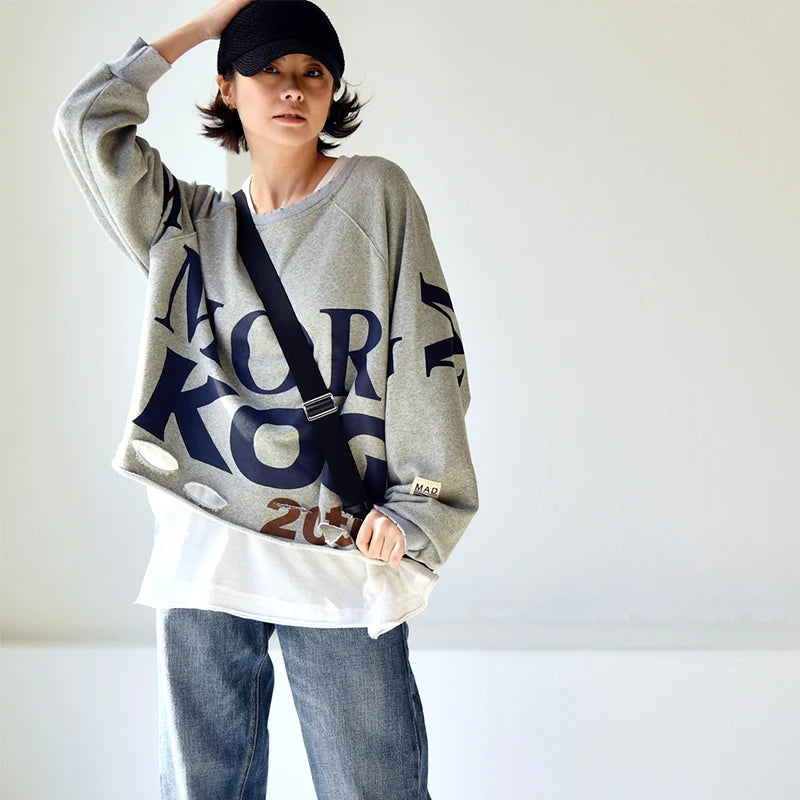 Literary Personality Print Loose Sweater
