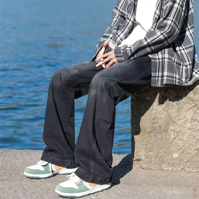 High Street Distressed Baggy Patchwork Jeans