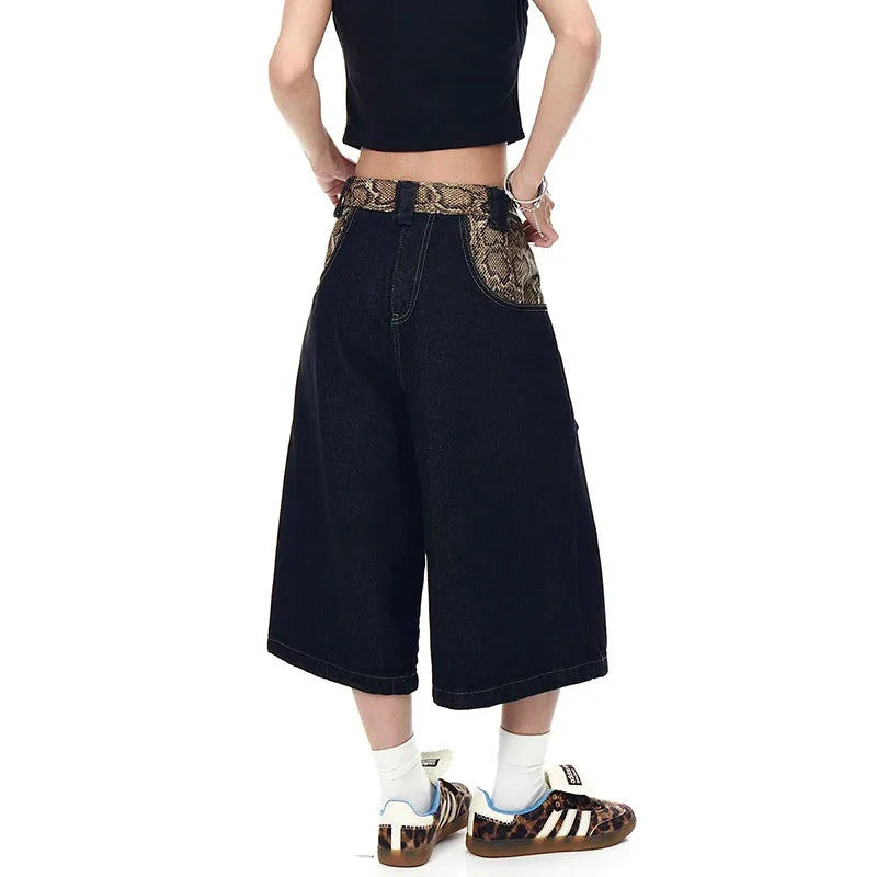 Vintage Black Goth Baggy Knee-Length Jorts