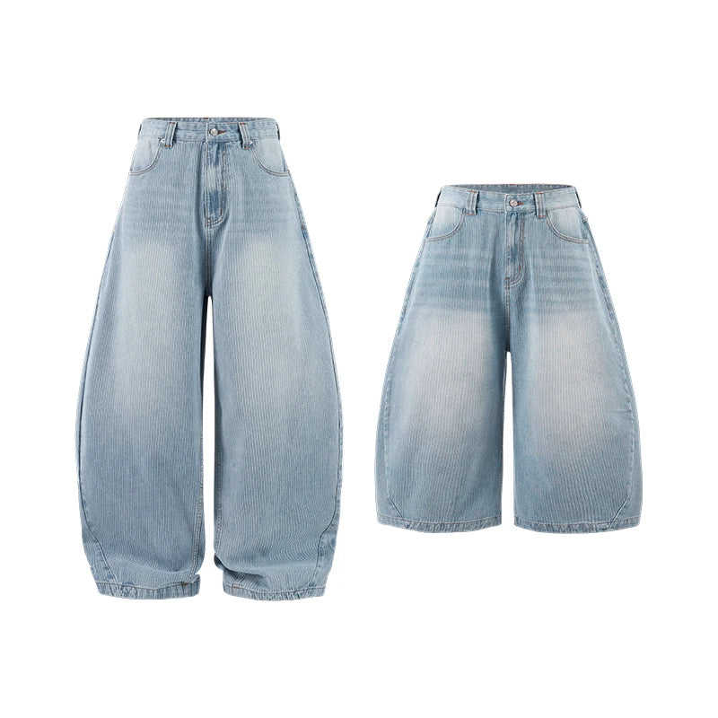Bamboo Knit Curved Hem Wide Jeans