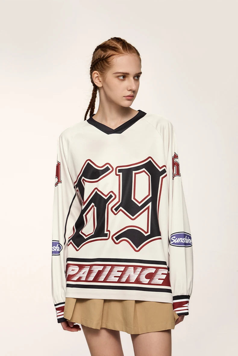 Retro Oversized Sports Letter Printed T-Shirt
