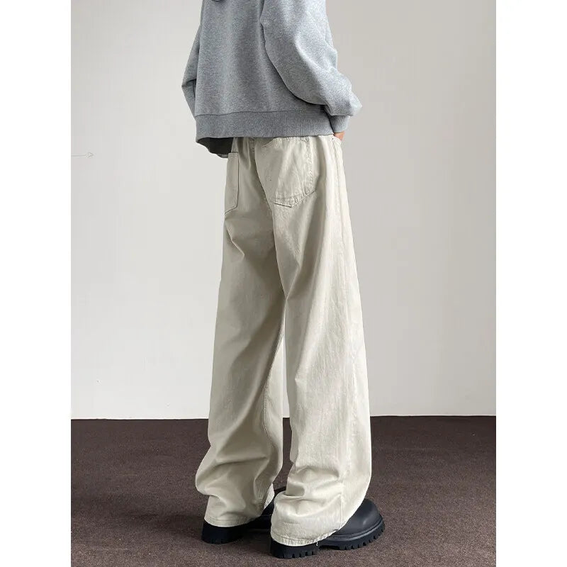 Retro Black Loose Straight Pants