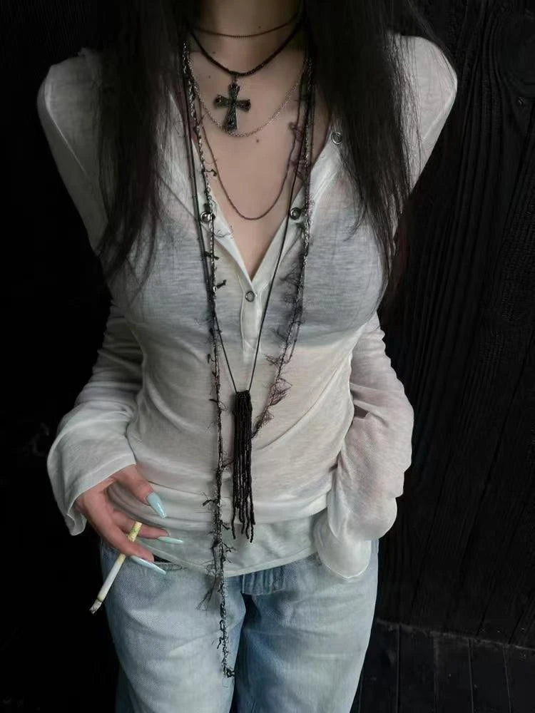 Sheer Mesh Hooded Slim Fit T-Shirt