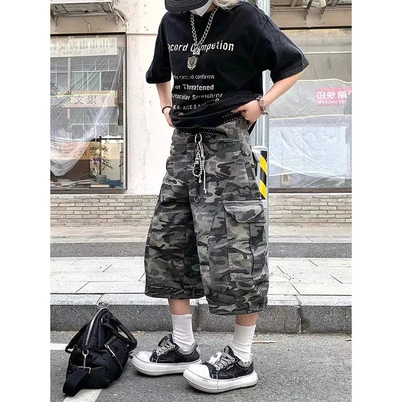 Vintage Camo High Waist Jorts