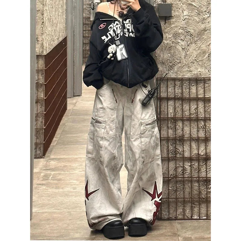 Vintage Graffiti High Waisted Wide Jeans