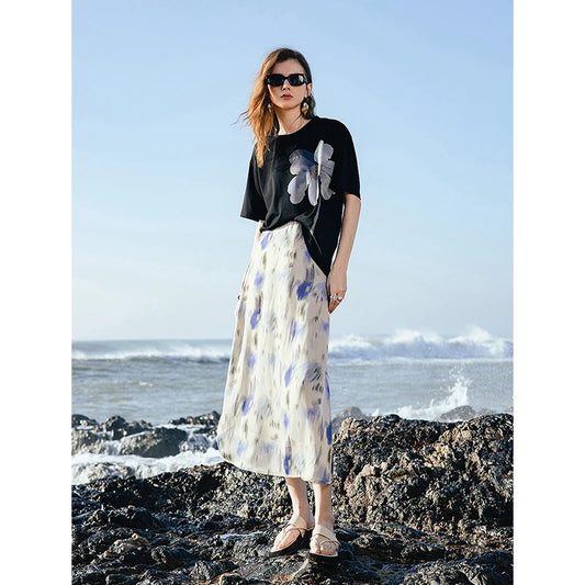 Vibrant Floral Print Short Sleeve T-Shirt