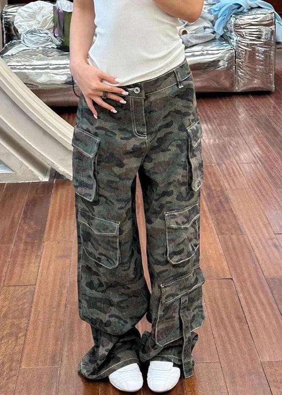 Green Camo Vintage High Waisted Jeans