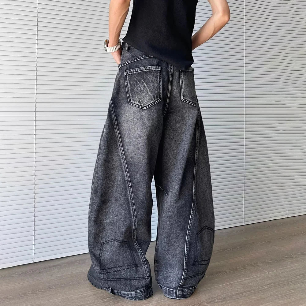 Retro Loose Washed Solid Color Jeans
