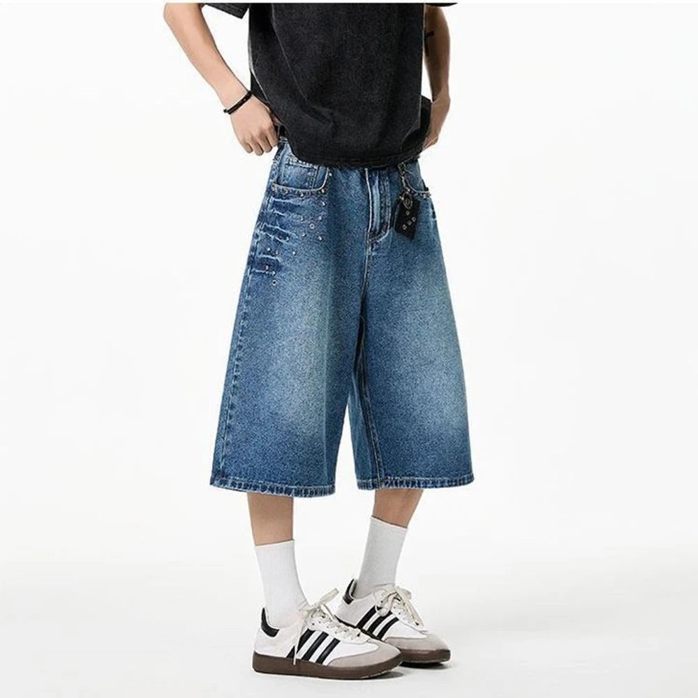 Retro American Straight Denim Shorts